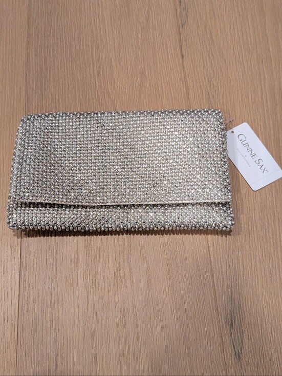 Gunne Sax Handbags - GUNNE SAX Silver Crystal Envelope Clutch